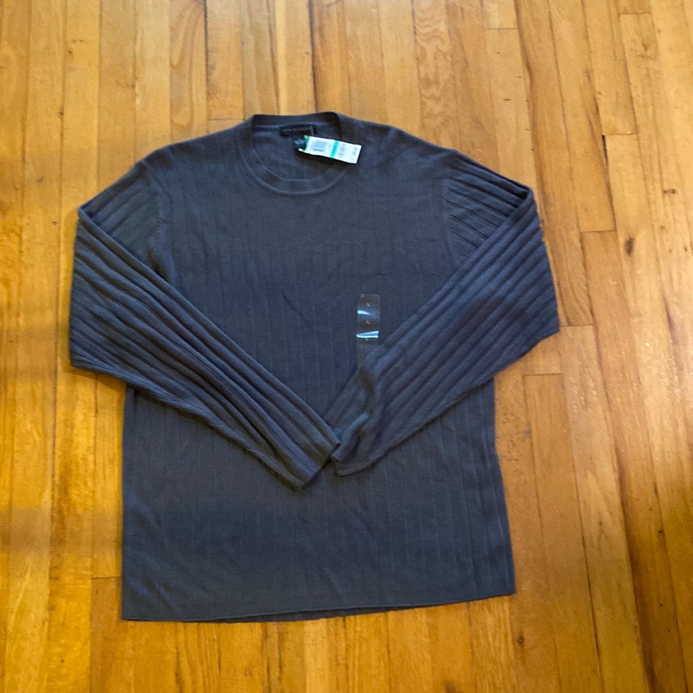 Via Europa Grey Ribbed Long Sleeve Men’s Sweater Grey Size Large NWT